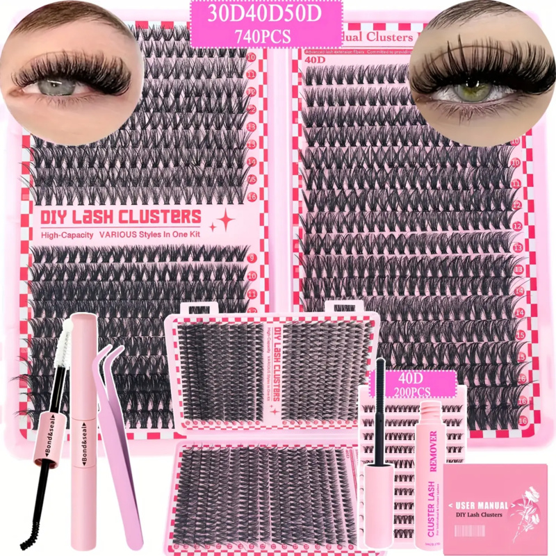 Lash Extension Tweezers - طقم تمديد الرموش 740/200pcsCluster، 2 في